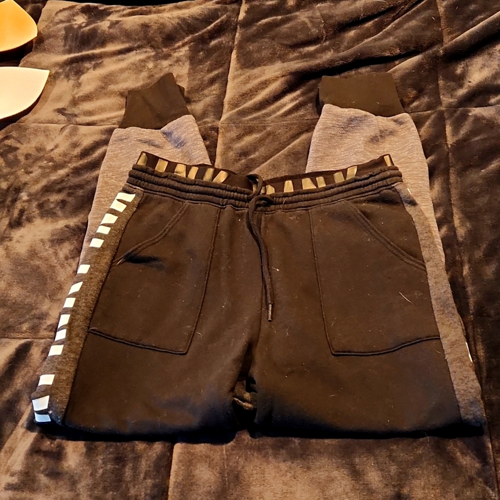 Pink heavier cotton joggers,  size medium,  black and gray.